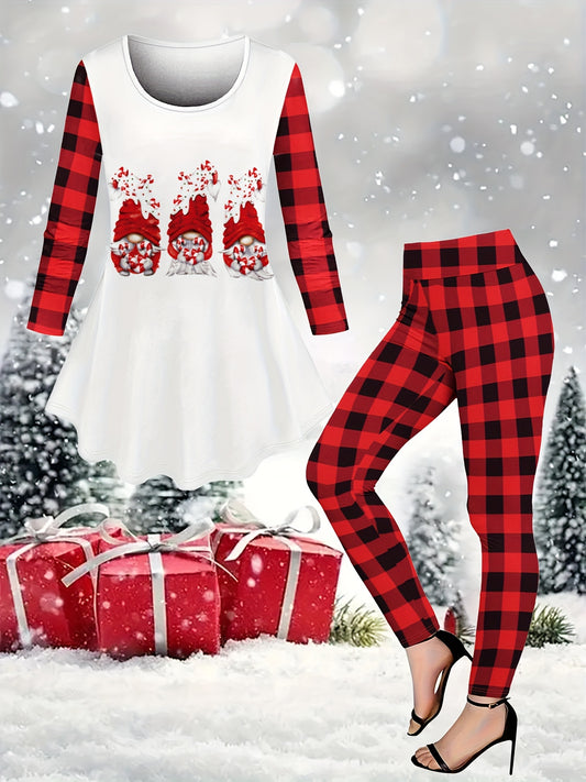 Christmas Dress with Three Dwarfs Pattern and High Waist Panty Set