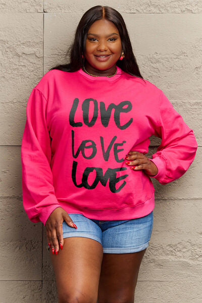 swvws Simply Love Full Size LOVE Round Neck Sweatshirt