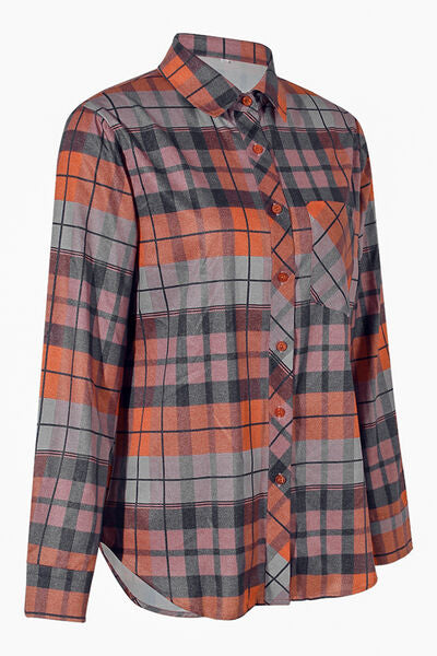 swvws Plaid Pocketed Button Up Shirt