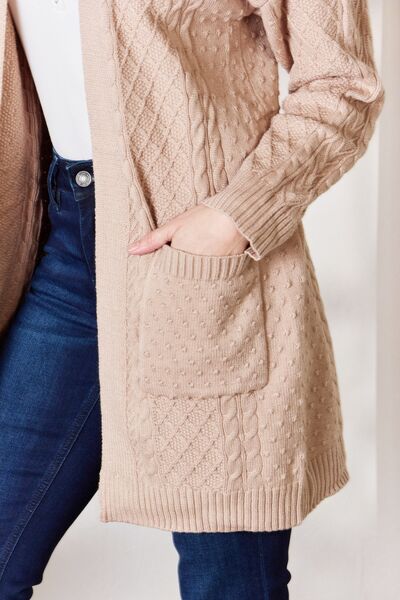 swvws Hailey & Co Full Size Cable-Knit Pocketed Cardigan