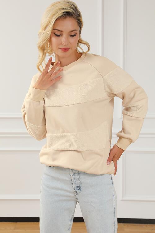 swvws Striped Round Neck Long Sleeve Sweatshirt