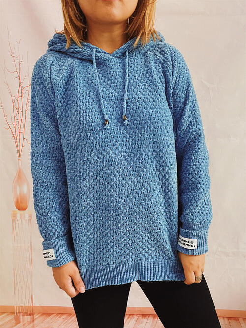 swvws Drawstring Long Sleeve  Hooded Sweater