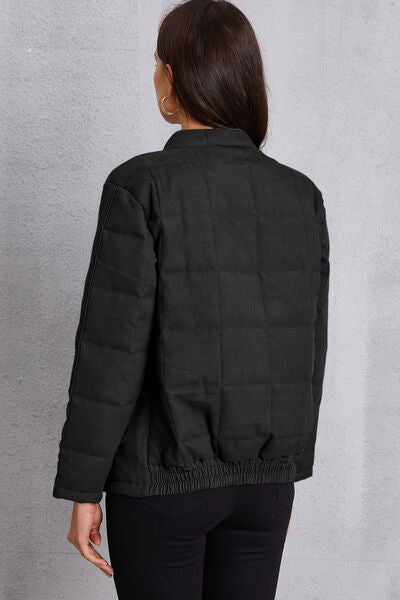 swvws Zip Up Mock Neck Pocketed Jacket