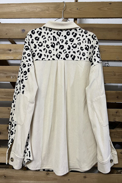 swvws Leopard Button Up Dropped Shoulder Jacket