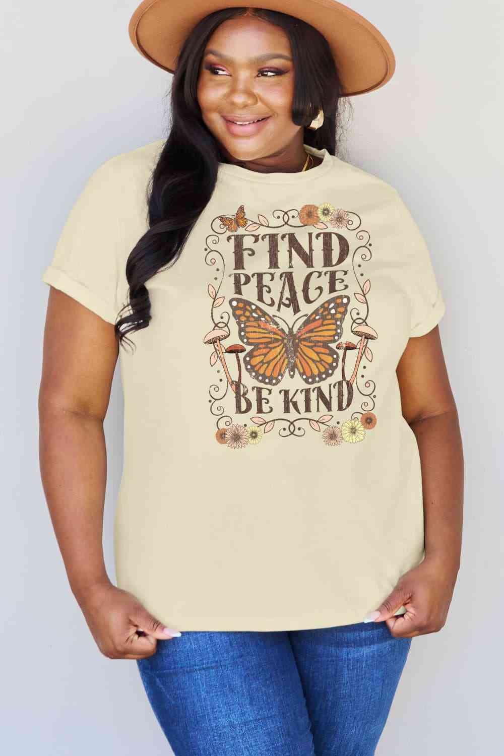 swvws Simply Love Full Size FIND PEACE BE KIND Graphic Cotton T-Shirt