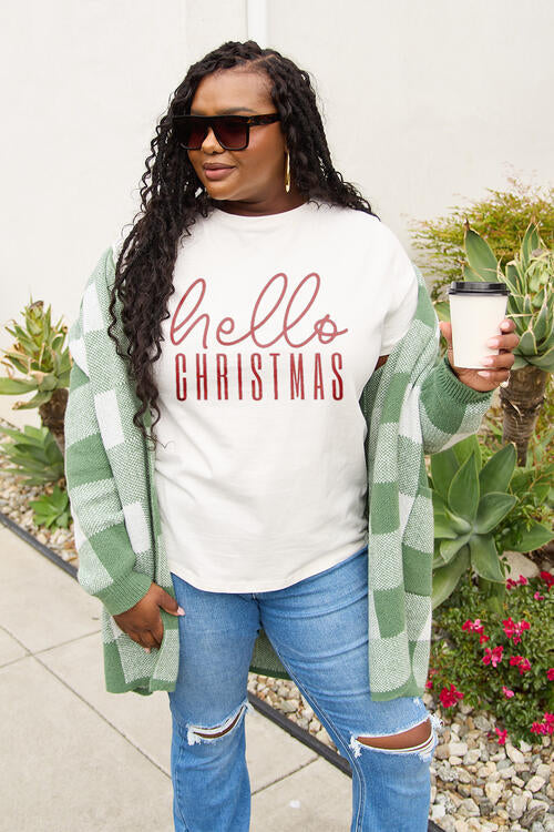 swvws Simply Love Full Size HELLO CHRISTMAS Short Sleeve T-Shirt