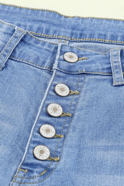 swvws Button-Fly Distressed Raw Hem Flare Jeans