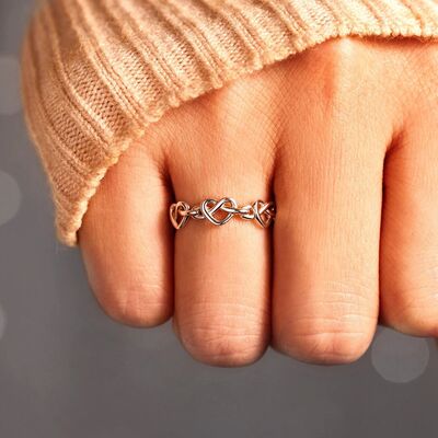 swvws Knotted Hearts 925 Sterling Silver Open Ring