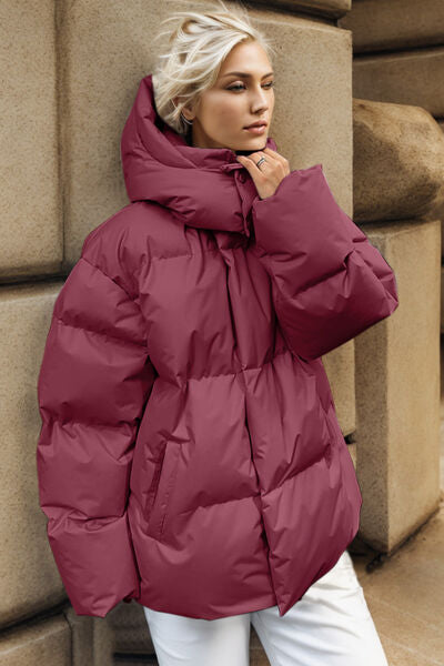 swvws Pocketed Zip Up Hooded Puffer Jacket