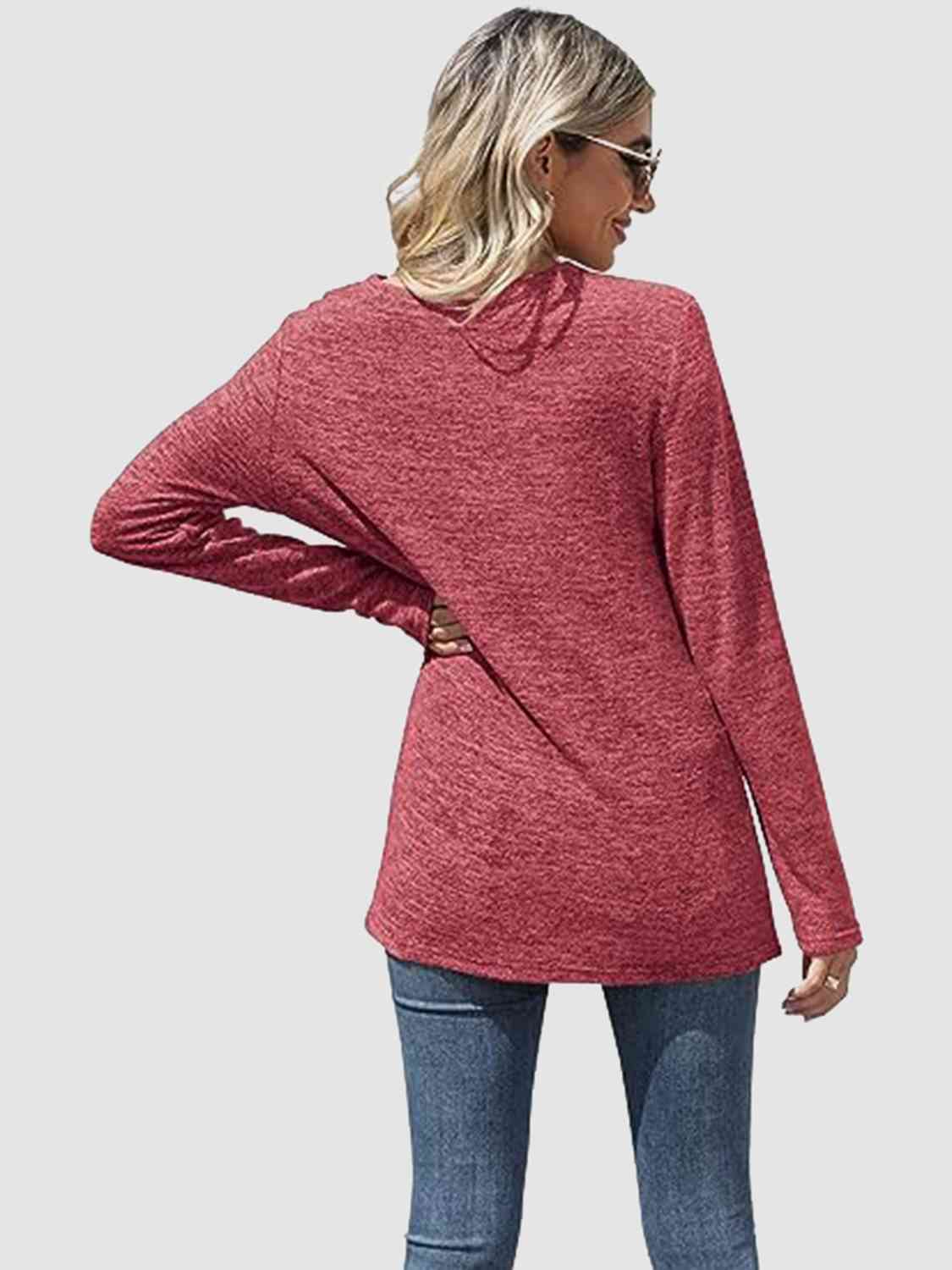 swvws Lace Detail V-Neck Long Sleeve Top