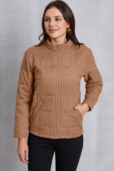 swvws Zip Up Mock Neck Pocketed Jacket