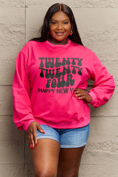 swvws Simply Love Full Size TWENTY TWENTY FOUR HAPPY NEW YEAR Dropped Shoulder Sweatshirt