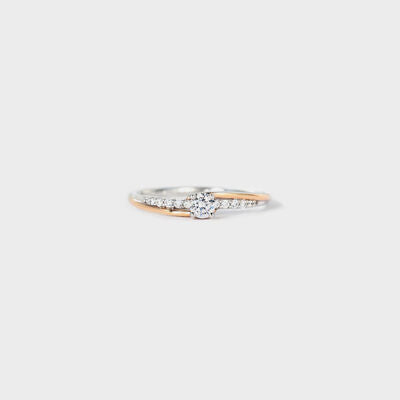 swvws Inlaid Zircon Bicolor Rose Gold-Plated Ring