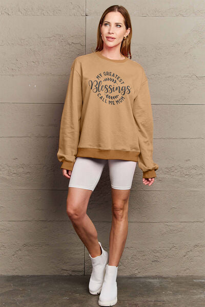 swvws Simply Love Full Size MY GREATEST BLESSINGS CALL ME MOM Round Neck Sweatshirt