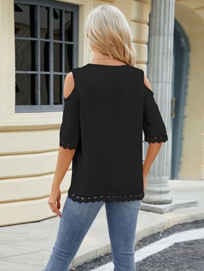 swvws Cold Shoulder Half Sleeve Blouse