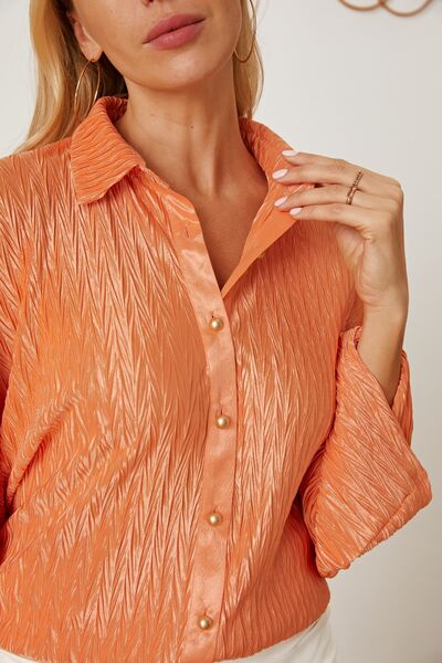 swvws Textured Button Up Long Sleeve Shirt