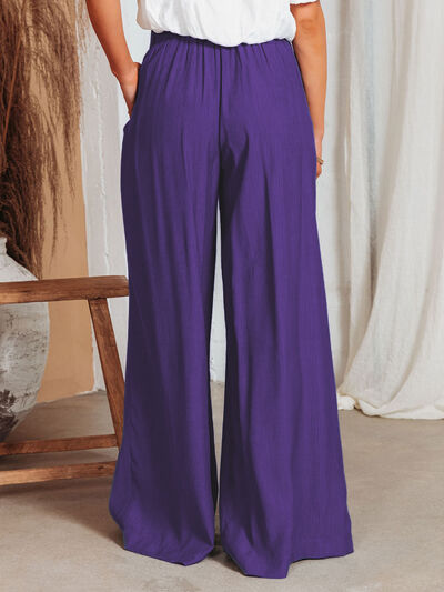 swvws Drawstring Pocketed Wide Leg Pants