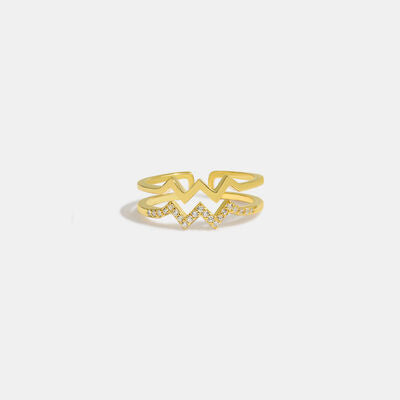 swvws Wave Shape Inlaid Zircon Open Ring