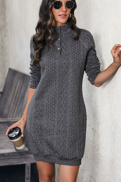 swvws Cable-Knit Mock Neck Dress