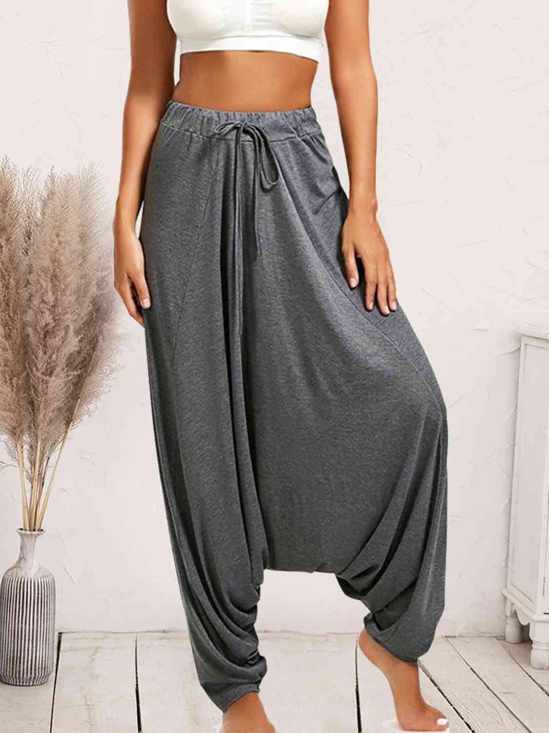 swvws Tied Mid Waist Long Harem Pants