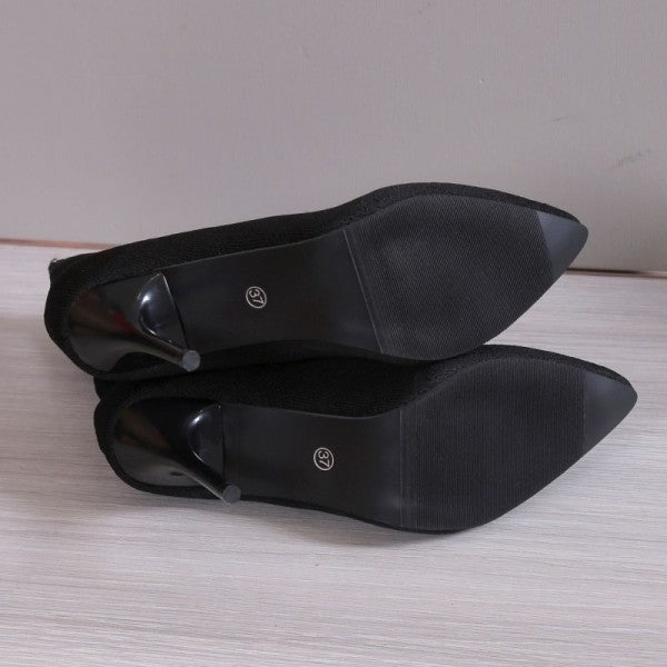 swvws - Black Casual Patchwork Pointed Comfortable Out Door Shoes (Heel Height 3.54in)