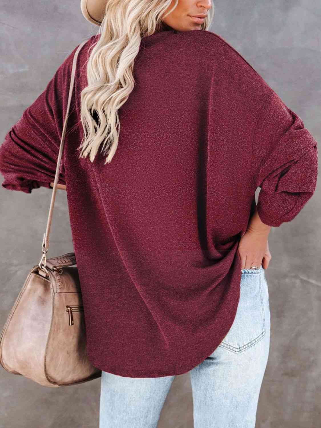 swvws Buttoned Drop Shoulder Top