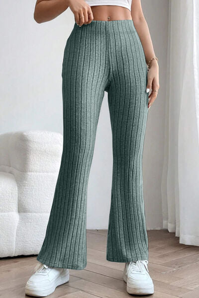 swvws Basic Bae Full Size Ribbed High Waist Flare Pants