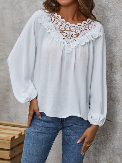 swvws Lace Detail Balloon Sleeve Blouse