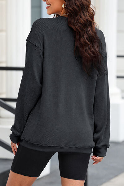 swvws LOVE Round Neck Dropped Shoulder Sweatshirt