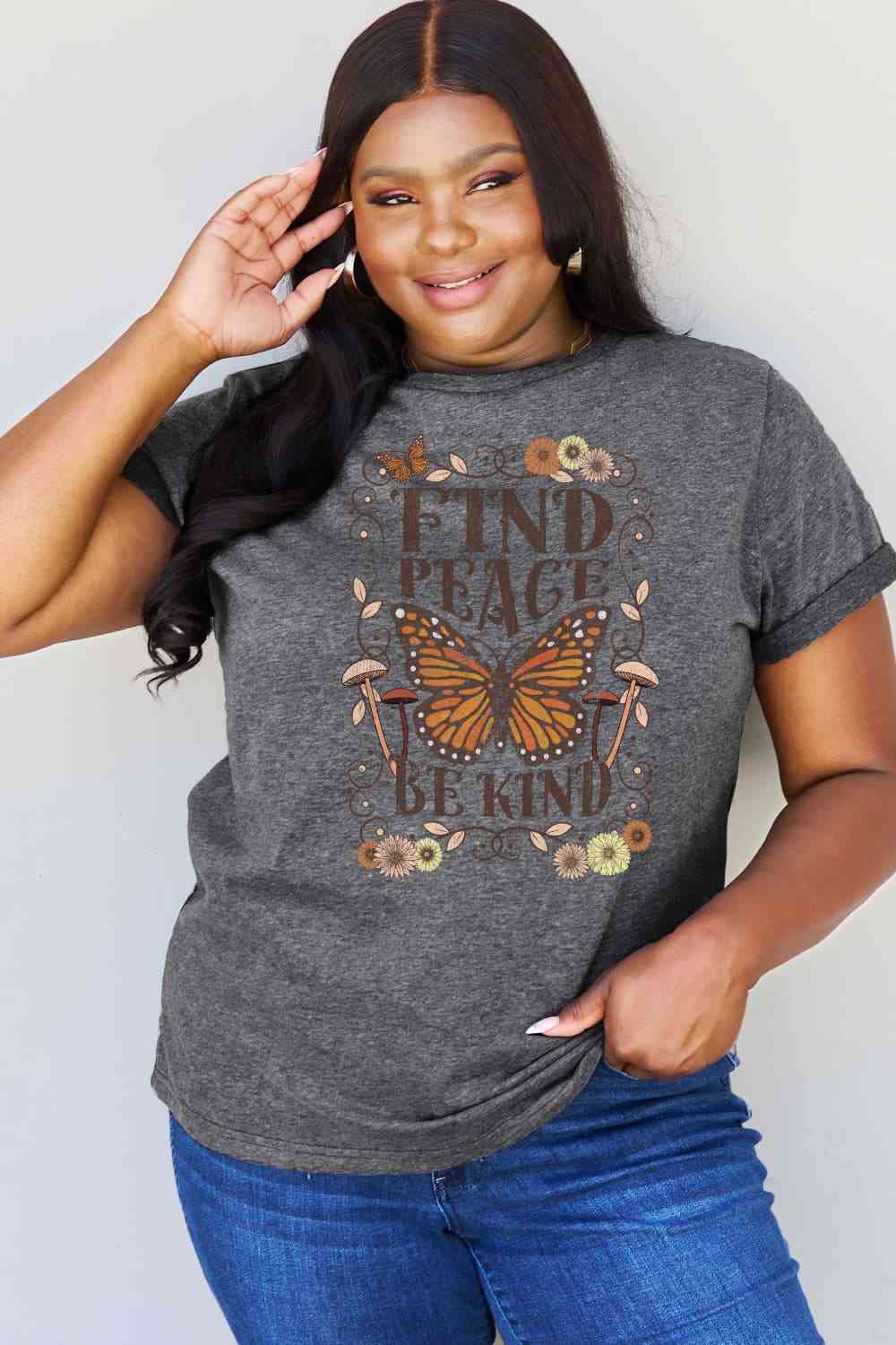 swvws Simply Love Full Size FIND PEACE BE KIND Graphic Cotton T-Shirt