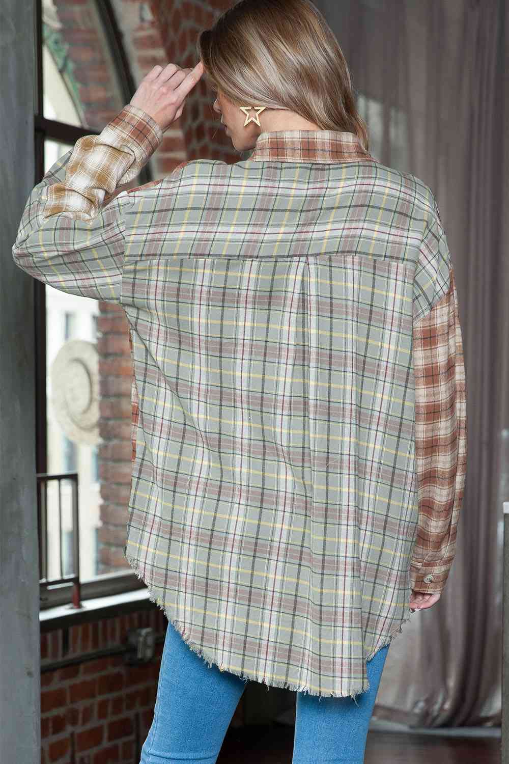 swvws Plaid Collared Neck Long Sleeve Shirt