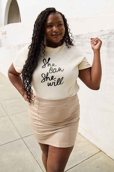 swvws Simply Love Full Size SHE CAN SHE WILL Short Sleeve T-Shirt