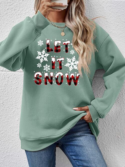 swvws LET IT SNOW Round Neck Long Sleeve Sweatshirt