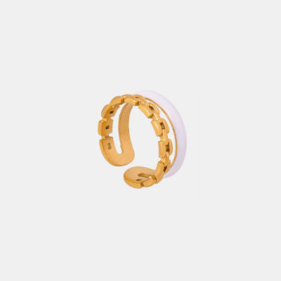 swvws Enamel 18K Gold-Plated Open Ring