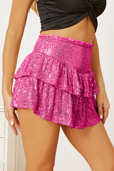 swvws Sequin Layered Mini Skirt