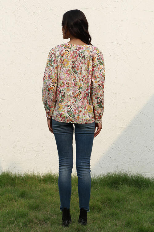 swvws Printed Round Neck Long Sleeve Shirt