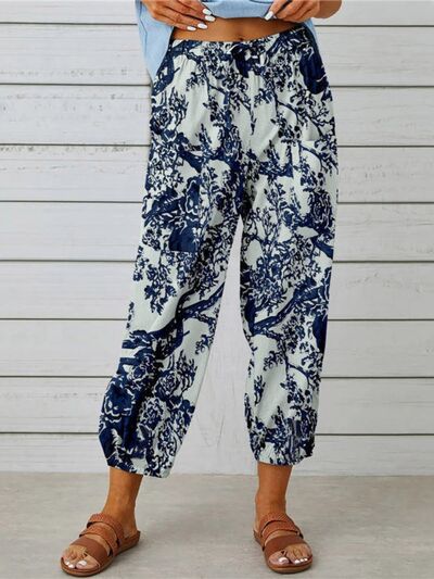 swvws Printed Tied Cropped Pants