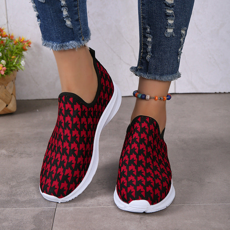 swvws - Red Casual Patchwork Round Comfortable Shoes