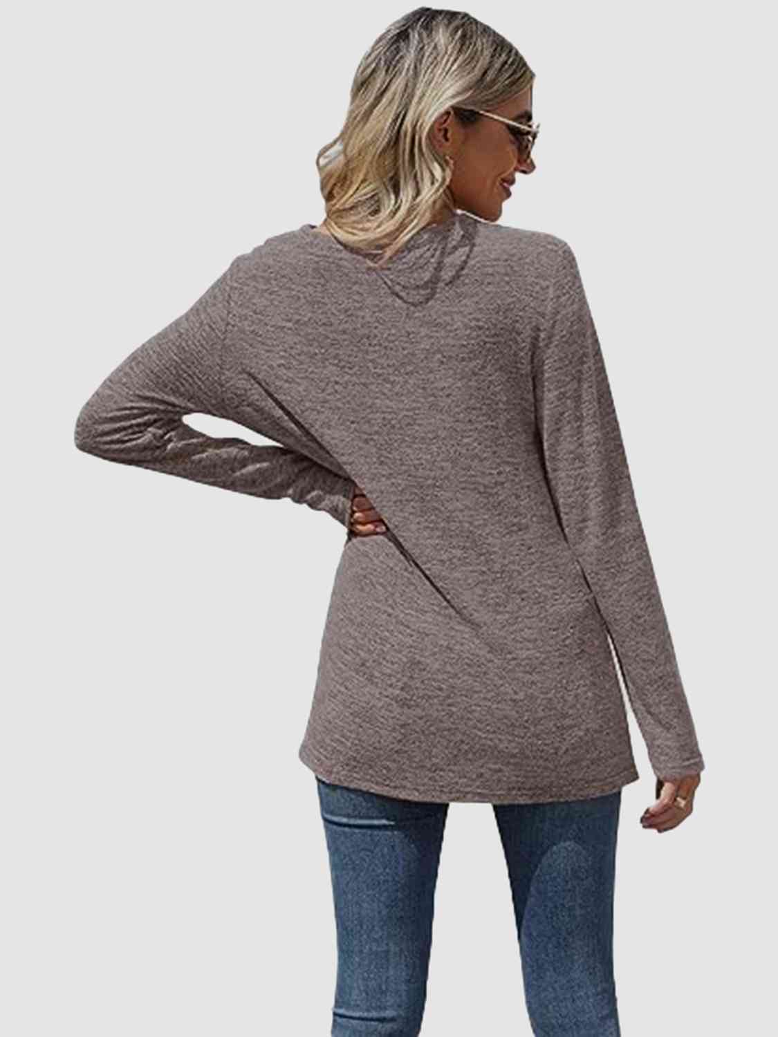 swvws Lace Detail V-Neck Long Sleeve Top