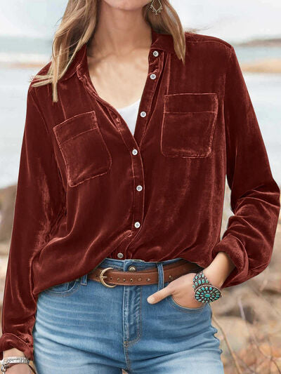 swvws Button Up Long Sleeve High-Low Hem Shirt