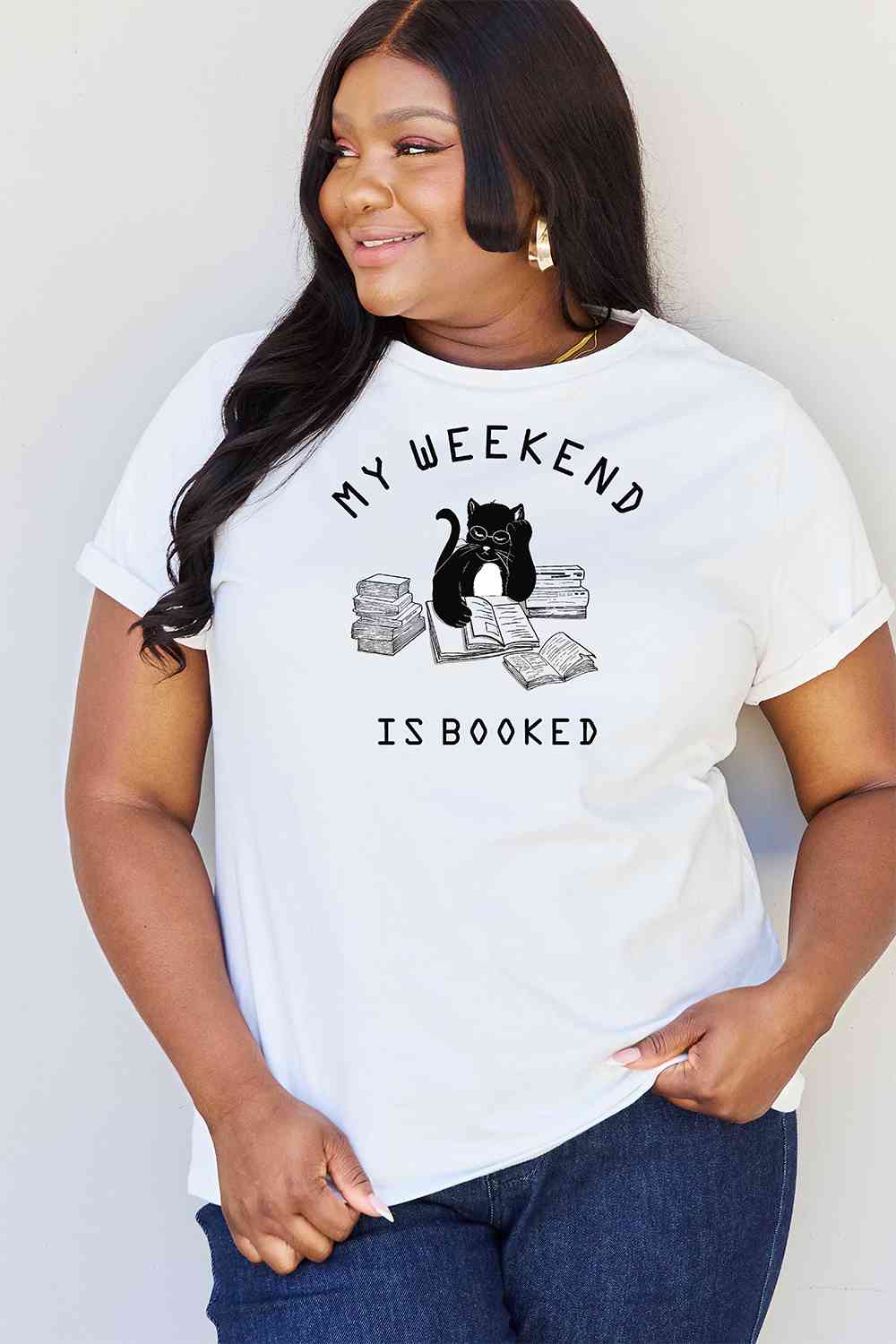 swvws Simply Love Full Size MY WEEKEND IS BOOKED Graphic T-Shirt