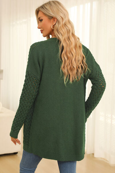 swvws Open Front Dropped Shoulder Cardigan with Pockets