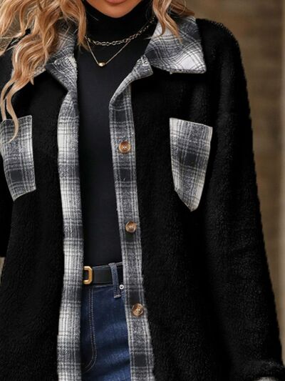 swvws Plaid Contrast Dropped Shoulder Coat