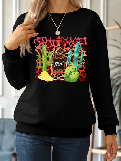 swvws Graphic Round Neck Dropped Shoulder Sweatshirt