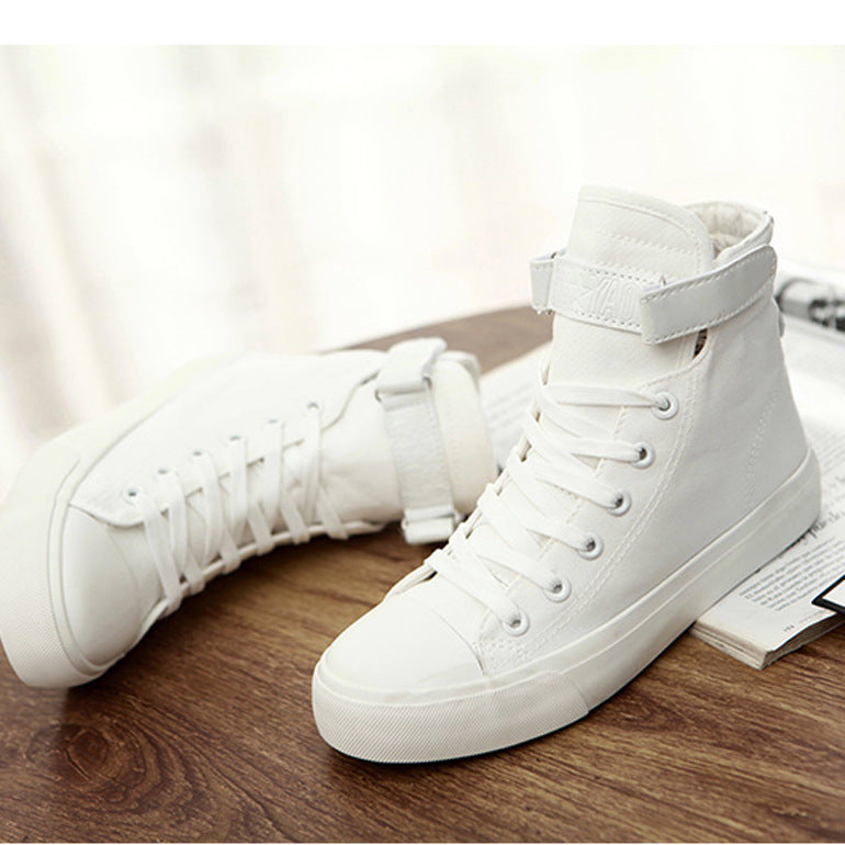 swvws Fei Yao Casual High-Top Black Canvas Shoes for Students White Shoes All Black Men's and Women's Trendy Shoes Gaobang Shoes