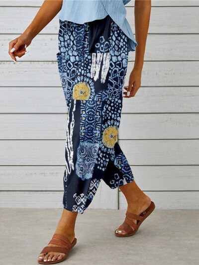 swvws Printed Tied Cropped Pants