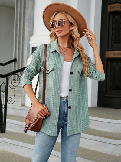 swvws Textured Button Up Dropped Shoulder Shirt