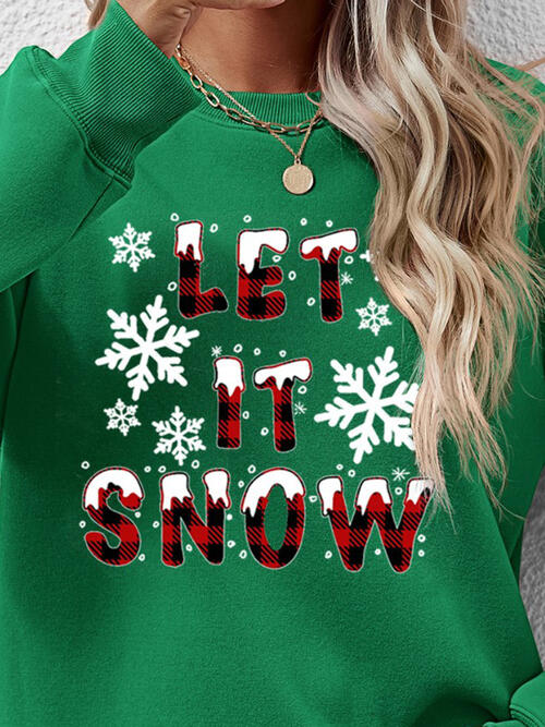 swvws LET IT SNOW Round Neck Long Sleeve Sweatshirt