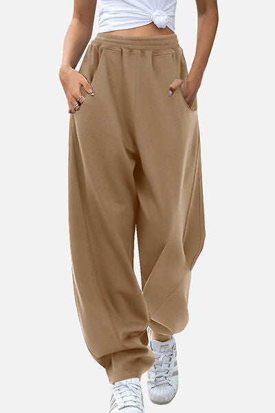 swvws Elastic Waist Sweatpants with Pockets