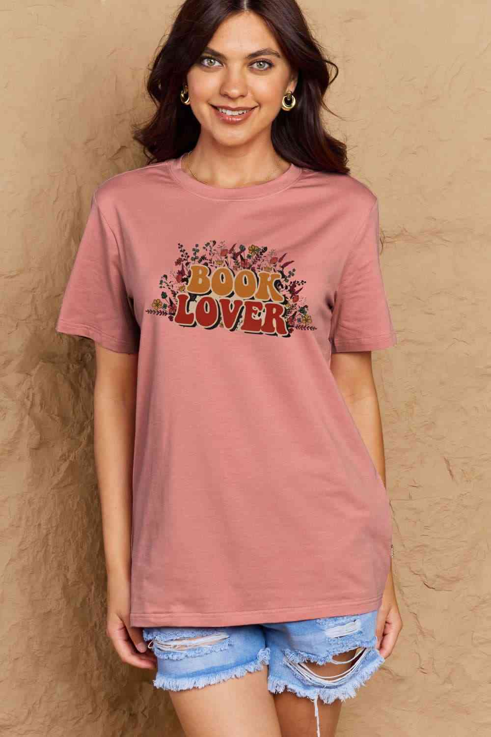 swvws Simply Love Full Size BOOK LOVER Graphic Cotton Tee